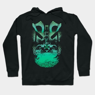 Abstract Cat in Viking Style - Green Hoodie